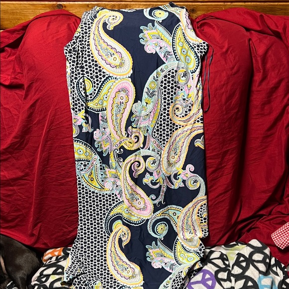 Charter Club Navy and Multicolor Paisley Maxi Dress - Picture 1 of 5